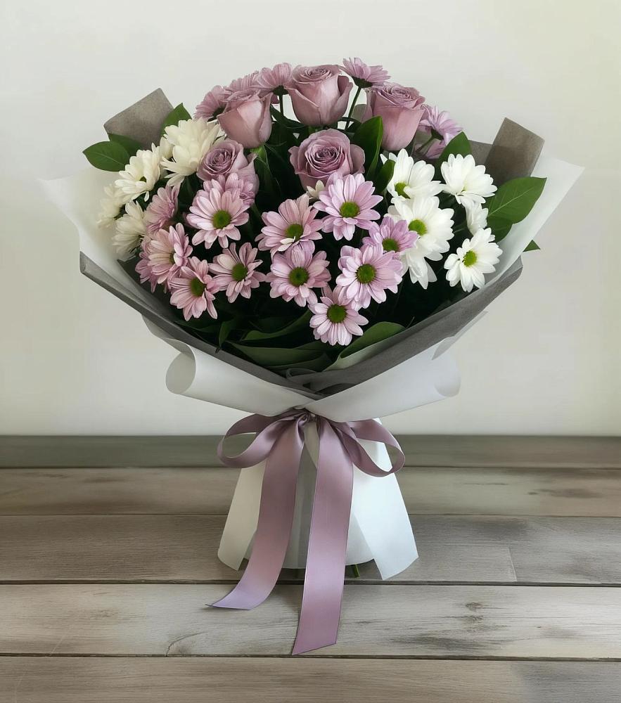 Букет цветов из: Хризантемы и Розы в Покачах