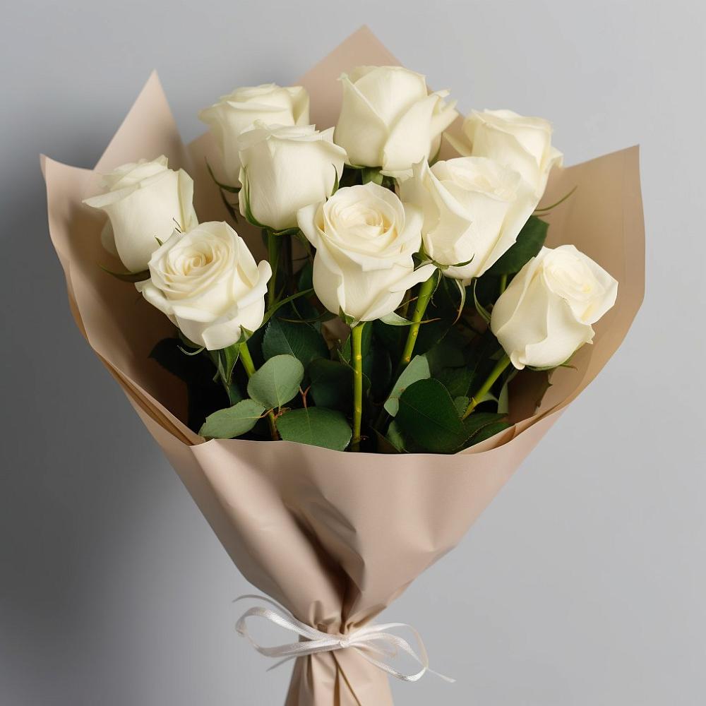 Букет 9 Белых роз Эдлесс Лав в Покачах