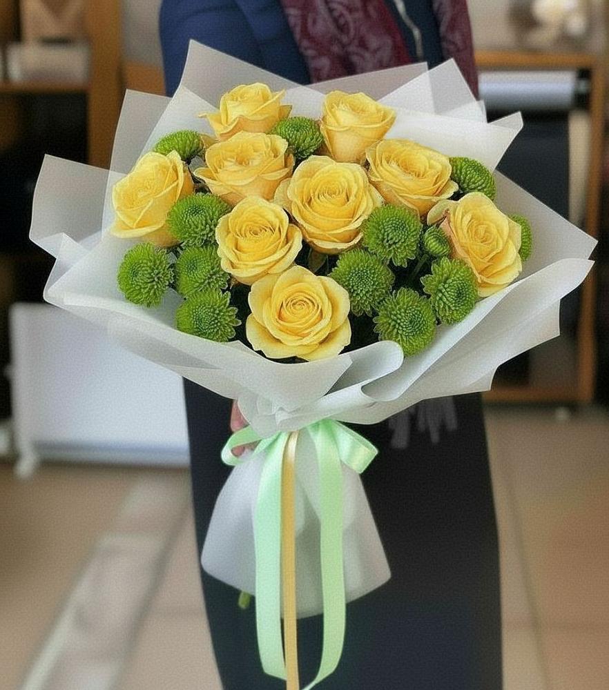 Букет цветов из: Хризантемы и Розы в Покачах