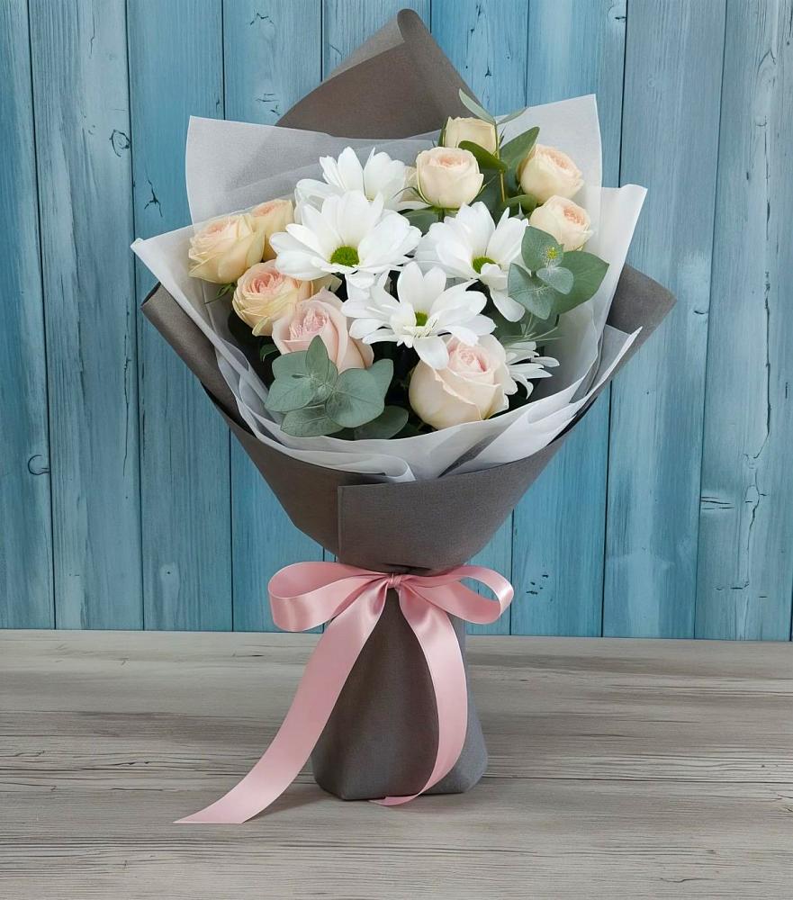 Букет цветов из: Хризантемы и Розы в Покачах