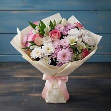 Букет цветов из:  Хризантемы, Альстромерии и Розы в Покачах