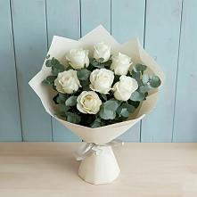 Букет Белые розы в Эвкалипте #REPLACE_PRED# Покачах